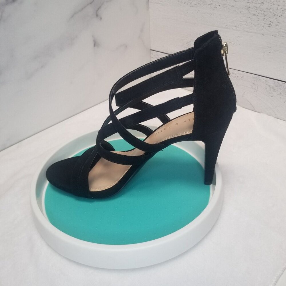 Kelly & Katie KINSLEY Strappy Heel Sandals Microsuede Size 9.5 Stiletto Shoes
